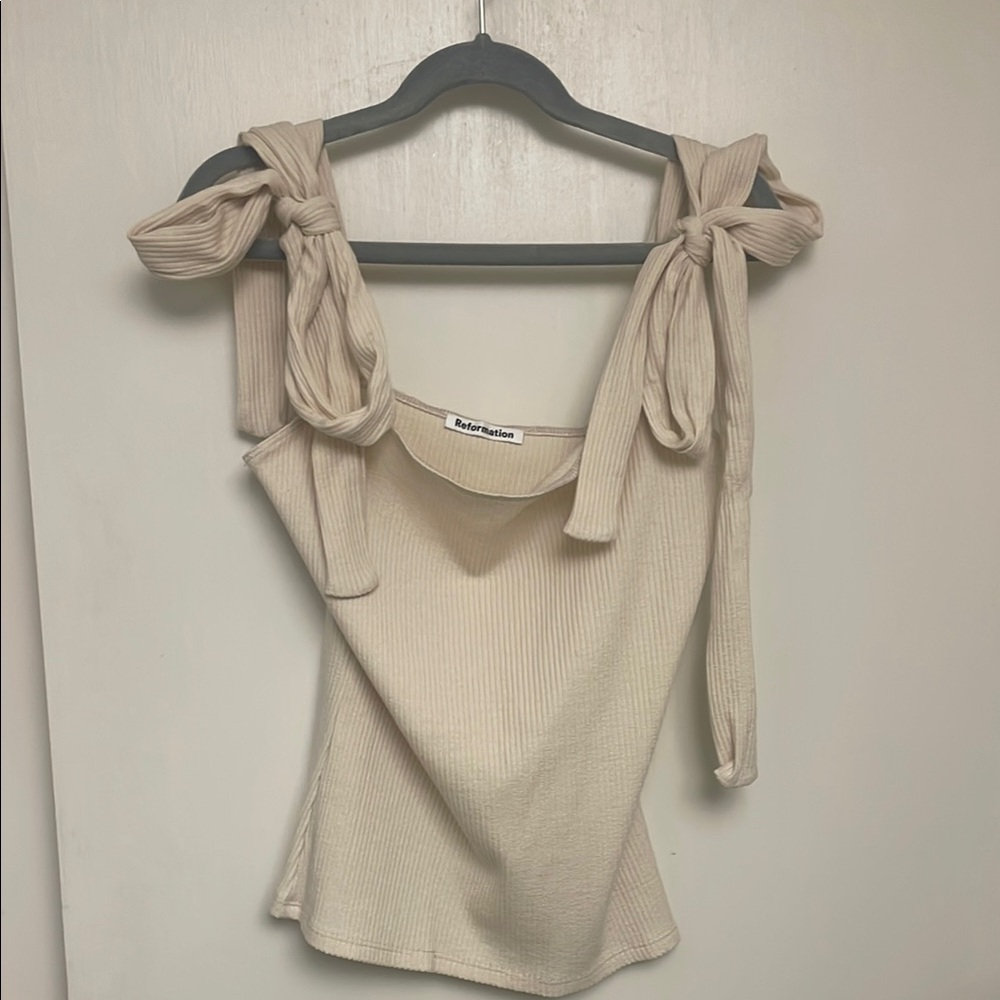Reformation Cream Tie-Strap Tank Top
